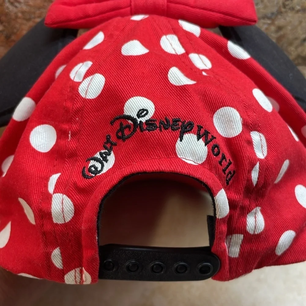 Disney Parks Hat Minnie Mouse Girls Ears Bow Red Black Size Youth Walt World